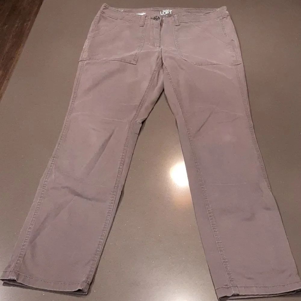 LOFT Modern Straight Gray Pants - Picture 2 of 9